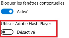 désactiver flash player windows 10