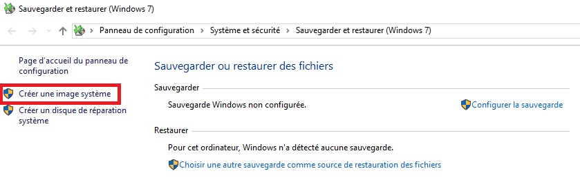 sauvegarde Windows 10