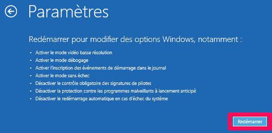 paramètres mode sans échec windows 10