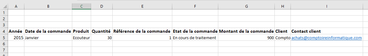 base de donnée Excel