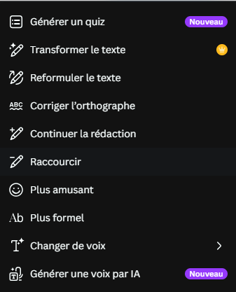 Exemple de l'interface Canva Docs pour personnaliser la mise en page d'un PDF.